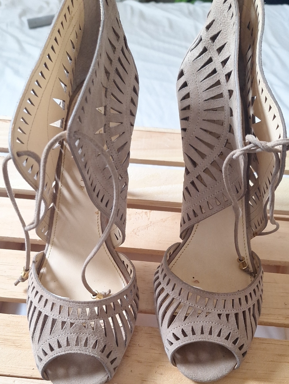 Ivanka Trump Nude Laser-Cut Ballet Flats